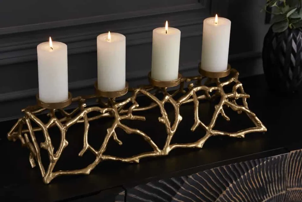 Riess-Ambiente Goldene Möbel|Kerzenständer > Eleganter Kerzenhalter ABSTRACT 60cm gold für 4 Kerzen