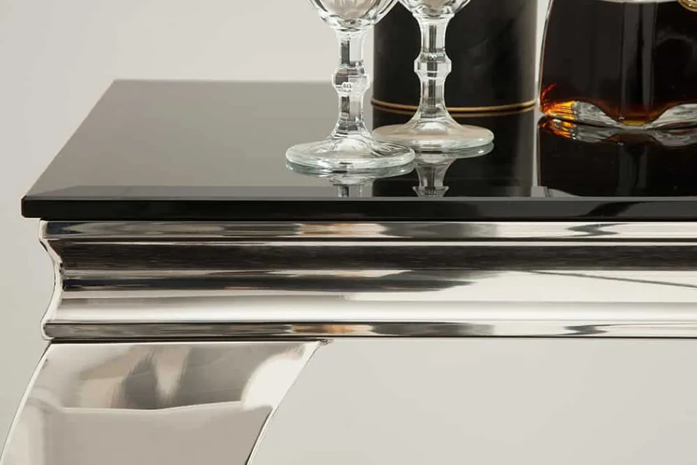 Riess-Ambiente Konsolentische > Eleganter Konsolentisch MODERN BAROCK 145cm schwarz Opalglas Edelstahlbeine