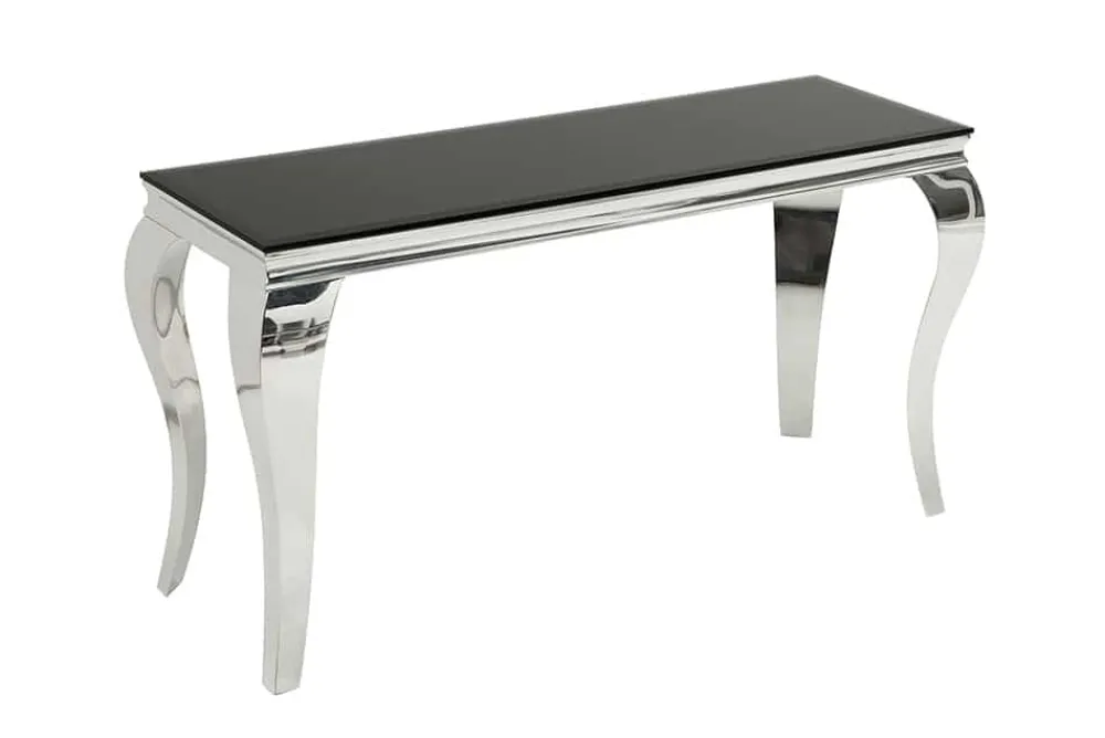 Riess-Ambiente Konsolentische > Eleganter Konsolentisch MODERN BAROCK 145cm schwarz Opalglas Edelstahlbeine