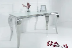 Riess-Ambiente Konsolentische > Eleganter Konsolentisch MODERN BAROCK 145cm weiß Opalglas Edelstahlbeine