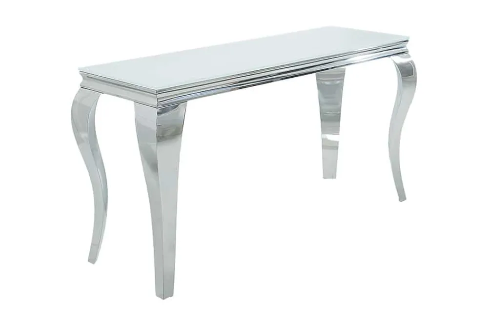 Riess-Ambiente Konsolentische > Eleganter Konsolentisch MODERN BAROCK 145cm weiß Opalglas Edelstahlbeine