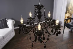 Riess-Ambiente Hängelampen|Kronleuchter & Lüster > Eleganter Kronleuchter BLACK CRYSTAL 55cm schwarz Acryl 5-armig Lüster