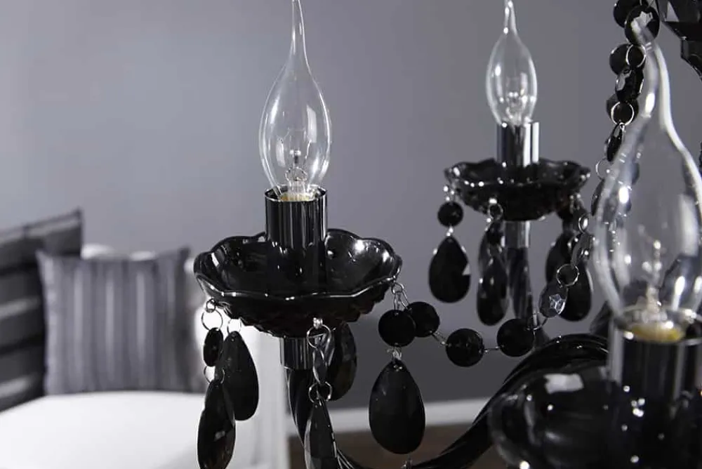 Riess-Ambiente Hängelampen|Kronleuchter & Lüster > Eleganter Kronleuchter BLACK CRYSTAL 55cm schwarz Acryl 5-armig Lüster