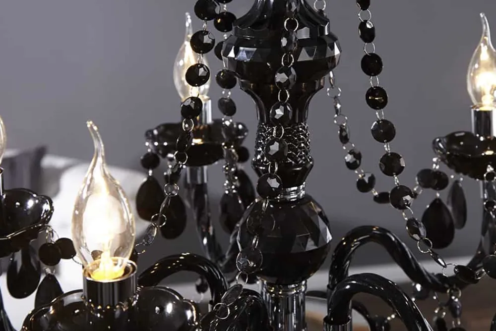 Riess-Ambiente Hängelampen|Kronleuchter & Lüster > Eleganter Kronleuchter BLACK CRYSTAL 55cm schwarz Acryl 5-armig Lüster