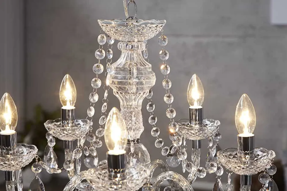Riess-Ambiente Hängelampen|Kronleuchter & Lüster > Eleganter Kronleuchter CRYSTAL 55cm klar Acryl 5-armig Lüster