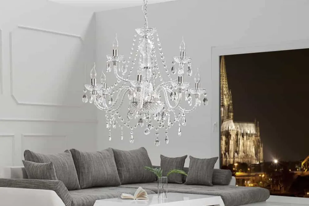 Riess-Ambiente Hängelampen|Kronleuchter & Lüster > Eleganter Kronleuchter CRYSTAL 75cm klar Acryl 9-armig Lüster