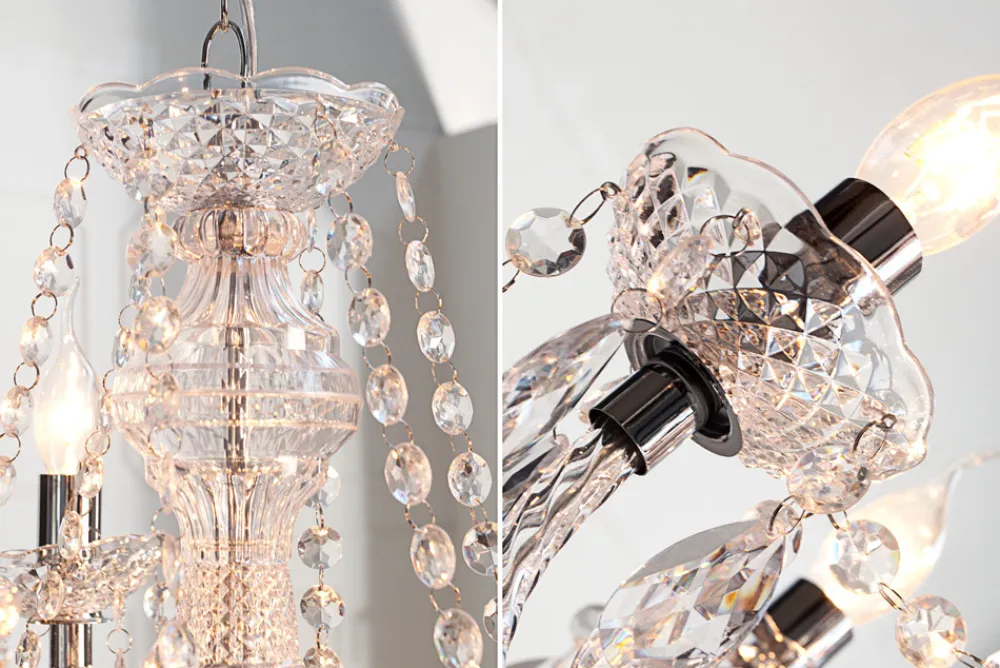 Riess-Ambiente Hängelampen|Kronleuchter & Lüster > Eleganter Kronleuchter CRYSTAL 75cm klar Acryl 9-armig Lüster