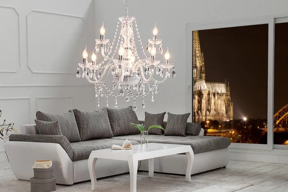 Riess-Ambiente Hängelampen|Kronleuchter & Lüster > Eleganter Kronleuchter CRYSTAL 75cm klar Acryl 9-armig Lüster