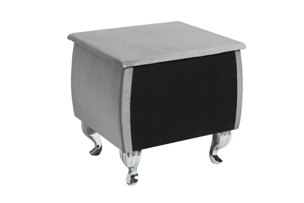 Riess-Ambiente Beistelltische|Samt Möbel > Eleganter Nachttisch EXTRAVAGANCIA 50cm silbergrau Samt Nachtkommode mit Schublade