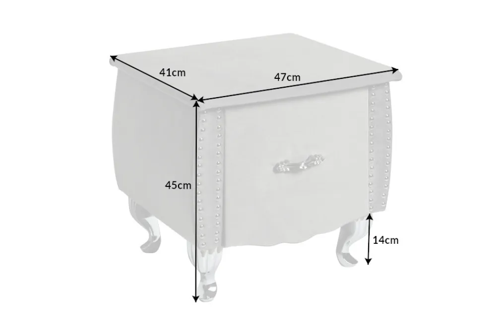 Riess-Ambiente Beistelltische|Samt Möbel > Eleganter Nachttisch EXTRAVAGANCIA 50cm silbergrau Samt Nachtkommode mit Schublade