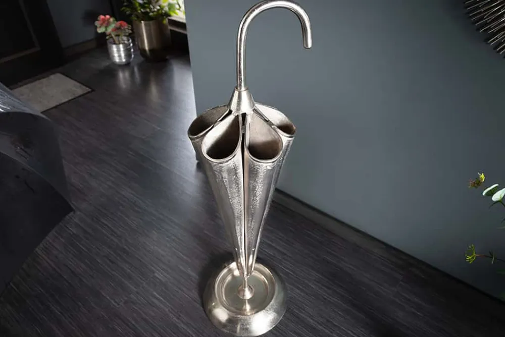 Riess-Ambiente Dekoration > Eleganter Schirmständer UMBRELLA 91cm silber Aluminium für 6 Schirme