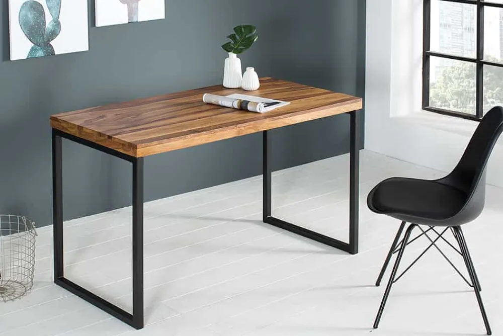 Riess-Ambiente Mehr...|Mehr... > Eleganter Schreibtisch ELEMENTS 118cm braun Sheesham stone finish Metallgestell