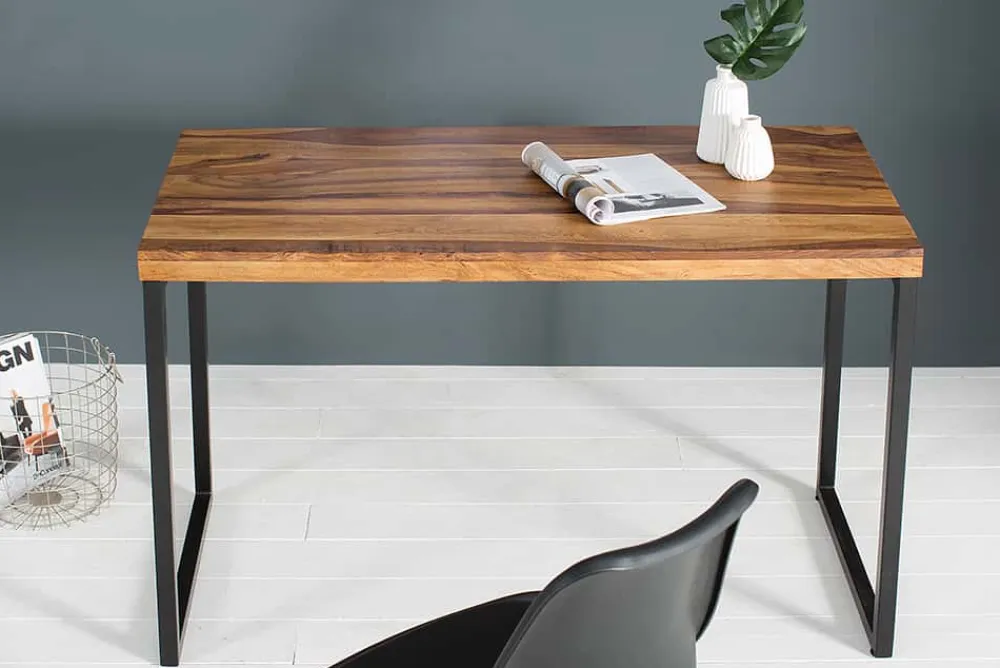 Riess-Ambiente Mehr...|Mehr... > Eleganter Schreibtisch ELEMENTS 118cm braun Sheesham stone finish Metallgestell
