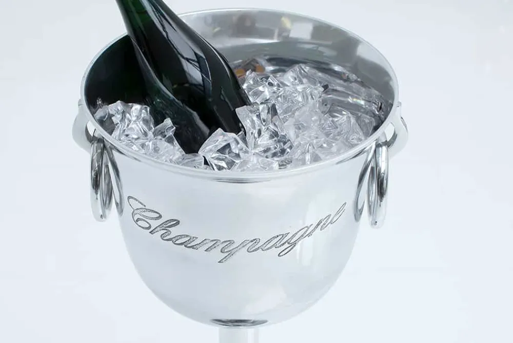 Riess-Ambiente Dekoration > Eleganter Sektkühler CHAMPAGNE 75cm silber poliert Flaschenkühler