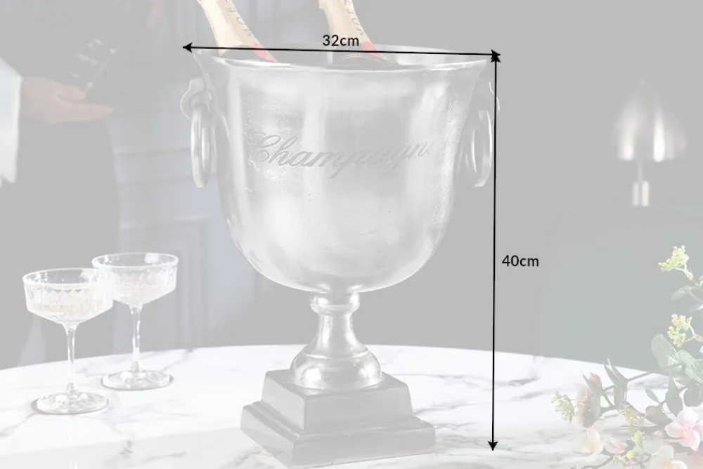 Riess-Ambiente Dekoration > Eleganter Sektkühler CHAMPAGNE 40cm silber Flaschenkühler