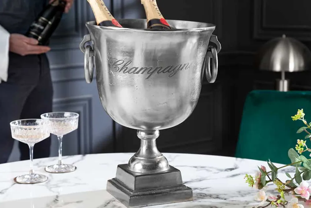 Riess-Ambiente Dekoration > Eleganter Sektkühler CHAMPAGNE 40cm silber Flaschenkühler