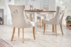 Riess-Ambiente Stühle > Eleganter Stuhl CASTLE beige Leinenstoff Landhausstil mit Komfortgriff