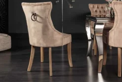 Riess-Ambiente Stühle|Samt Möbel > Eleganter Stuhl CASTLE coffee Samt Landhausstil mit Komfortgriff