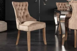 Riess-Ambiente Stühle|Samt Möbel > Eleganter Stuhl CASTLE coffee Samt Landhausstil mit Komfortgriff
