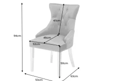 Riess-Ambiente Stühle|Samt Möbel > Eleganter Stuhl CASTLE DELUXE grau Samt Löwenkopf Chesterfield Design Esszimmerstuhl Nieten
