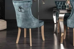 Riess-Ambiente Stühle|Samt Möbel > Eleganter Stuhl CASTLE petrol Samt Landhausstil mit Komfortgriff