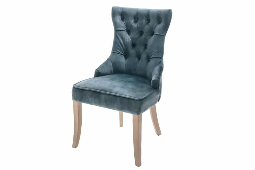 Riess-Ambiente Stühle|Samt Möbel > Eleganter Stuhl CASTLE petrol Samt Landhausstil mit Komfortgriff