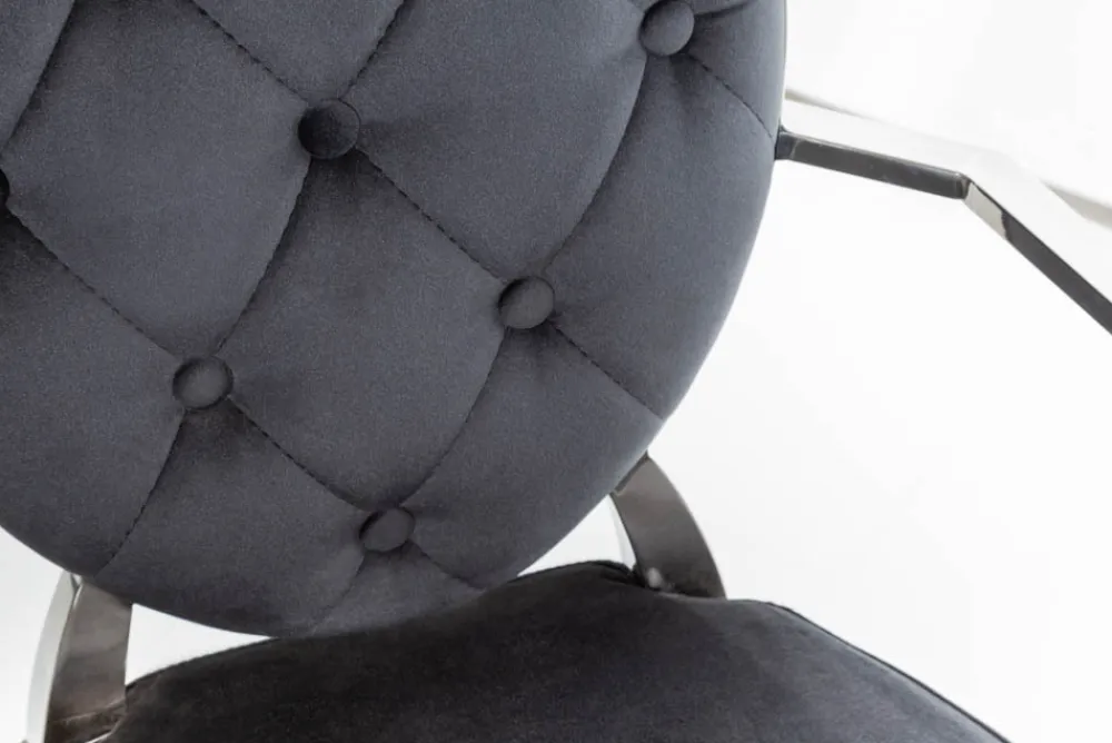 Riess-Ambiente Stühle|Samt Möbel > Eleganter Stuhl MODERN BAROCK schwarz Samt mit Armlehnen und Zierknöpfen