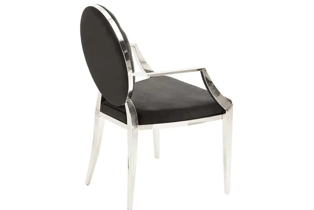 Riess-Ambiente Stühle|Samt Möbel > Eleganter Stuhl MODERN BAROCK schwarz Samt mit Armlehnen und Zierknöpfen