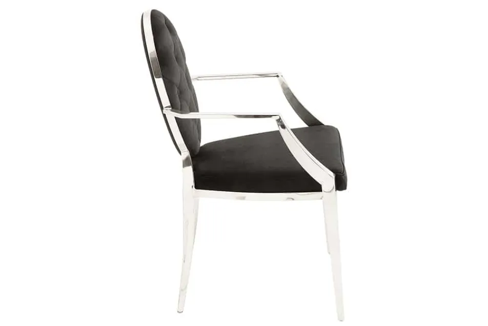 Riess-Ambiente Stühle|Samt Möbel > Eleganter Stuhl MODERN BAROCK schwarz Samt mit Armlehnen und Zierknöpfen