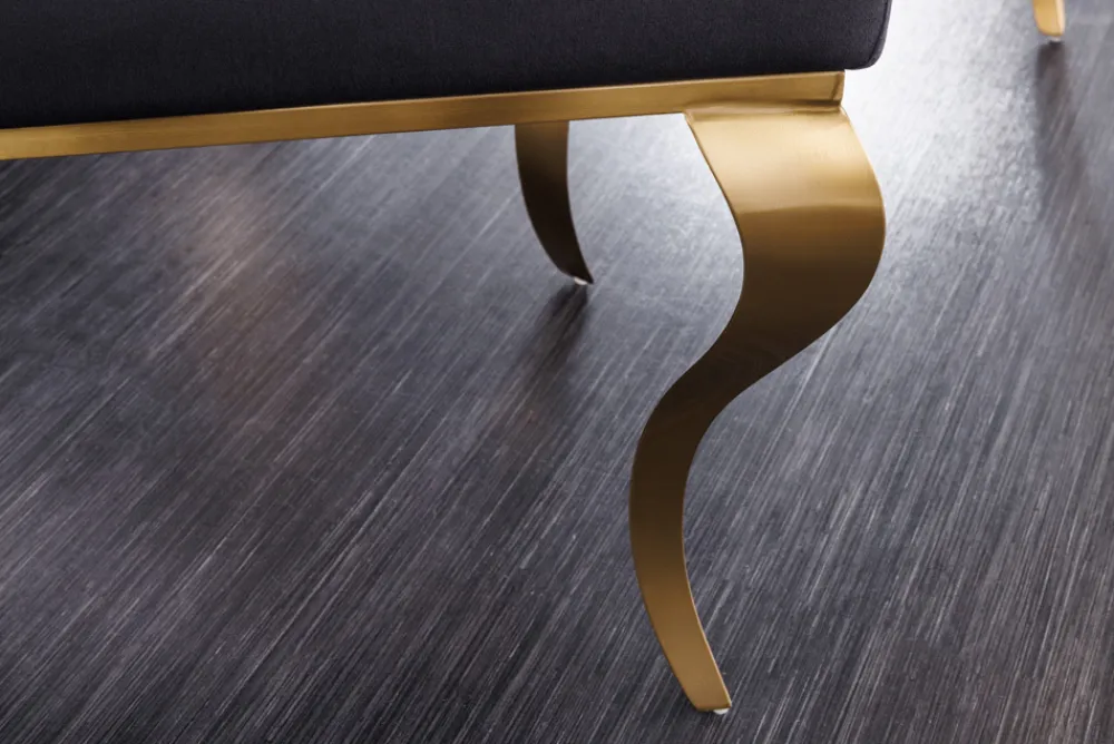 Riess-Ambiente Stühle|Samt Möbel > Eleganter Stuhl MODERN BAROCK schwarz Samt goldene Stuhlbeine aus Edelstahl