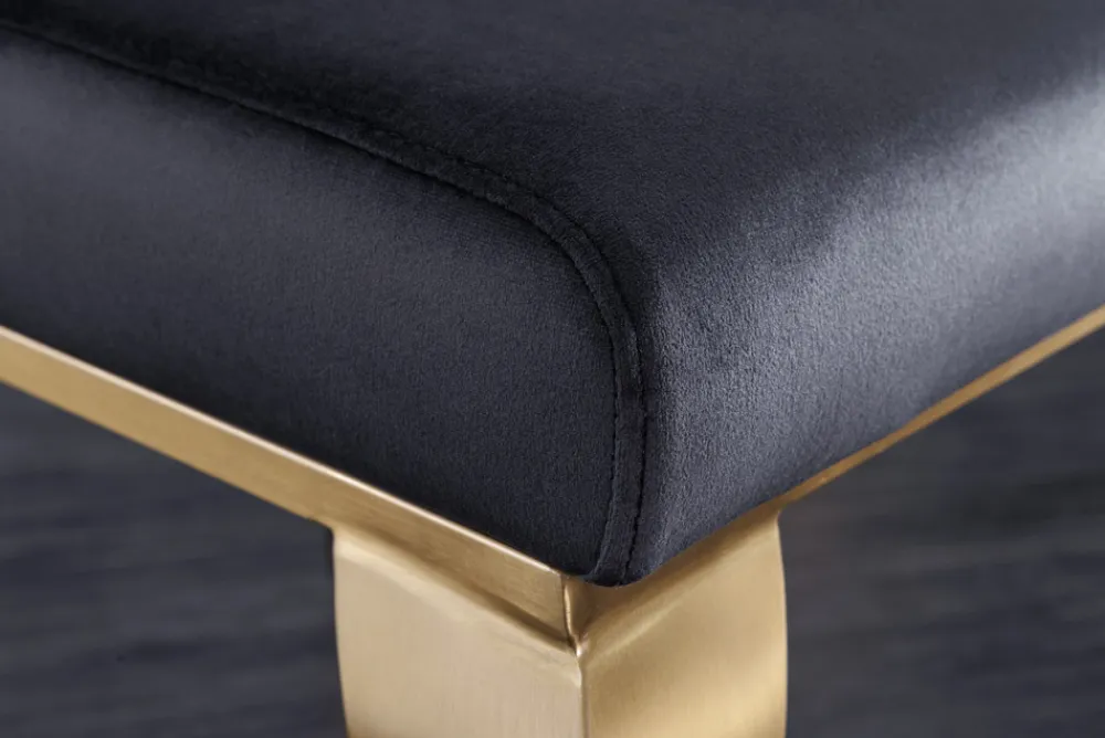 Riess-Ambiente Stühle|Samt Möbel > Eleganter Stuhl MODERN BAROCK schwarz Samt goldene Stuhlbeine aus Edelstahl