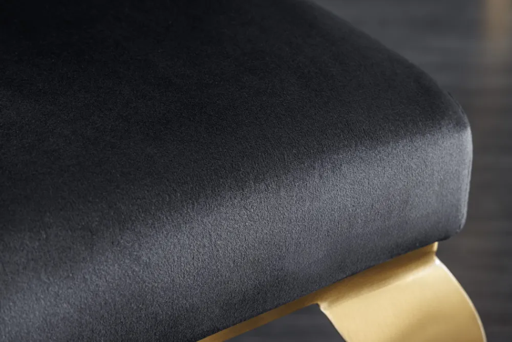 Riess-Ambiente Stühle|Samt Möbel > Eleganter Stuhl MODERN BAROCK schwarz Samt goldene Stuhlbeine aus Edelstahl