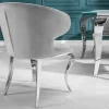 Riess-Ambiente Stühle|Samt Möbel > Eleganter Stuhl MODERN BAROCK II edel-grau Samt Edelstahlbeine