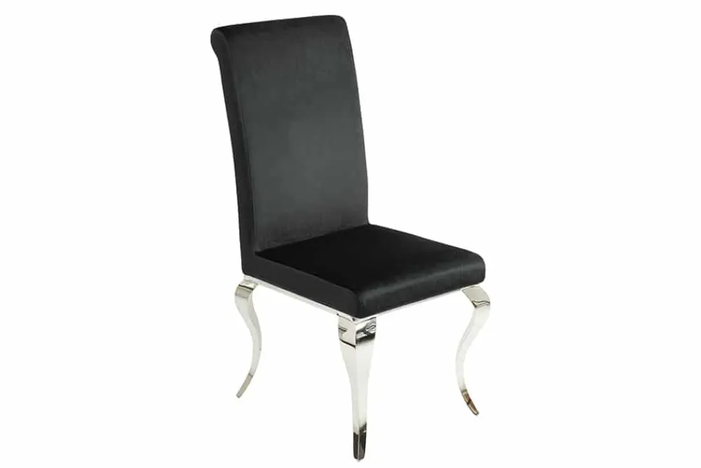 Riess-Ambiente Stühle|Samt Möbel > Eleganter Stuhl MODERN BAROCK schwarz Samt Stuhlbeine aus Edelstahl