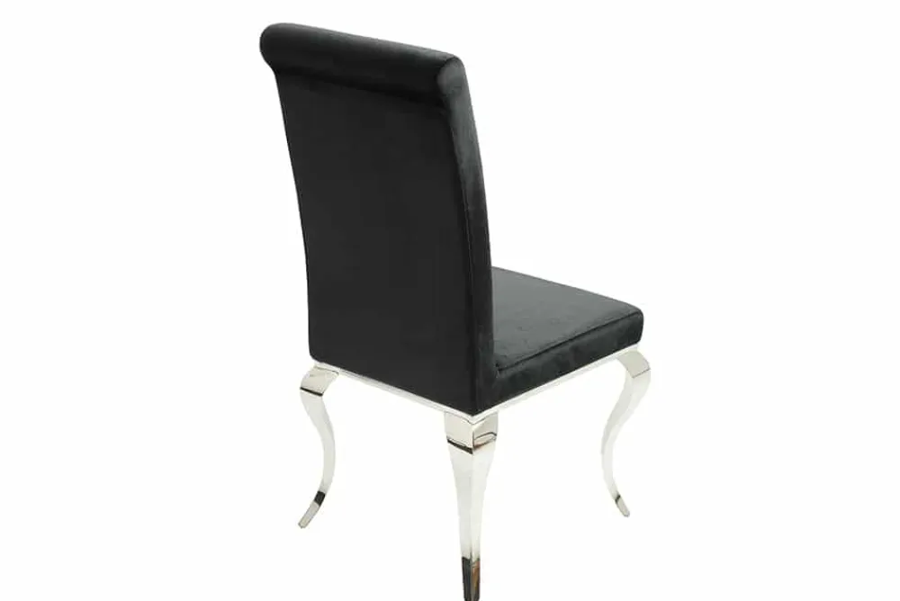 Riess-Ambiente Stühle|Samt Möbel > Eleganter Stuhl MODERN BAROCK schwarz Samt Stuhlbeine aus Edelstahl