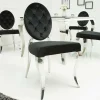 Riess-Ambiente Stühle|Samt Möbel > Eleganter Stuhl MODERN BAROCK schwarz Samt mit Knöpfen Edelstahlbeine