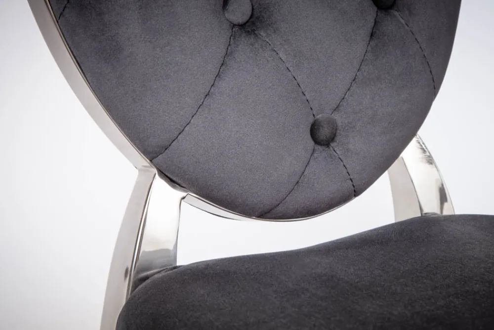Riess-Ambiente Stühle|Samt Möbel > Eleganter Stuhl MODERN BAROCK schwarz Samt mit Knöpfen Edelstahlbeine