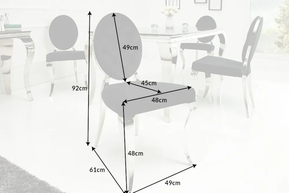 Riess-Ambiente Stühle|Samt Möbel > Eleganter Stuhl MODERN BAROCK schwarz Samt mit Knöpfen Edelstahlbeine