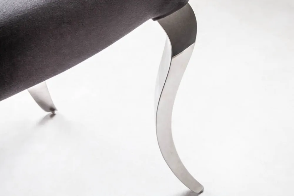 Riess-Ambiente Stühle|Samt Möbel > Eleganter Stuhl MODERN BAROCK schwarz Samt mit Knöpfen Edelstahlbeine
