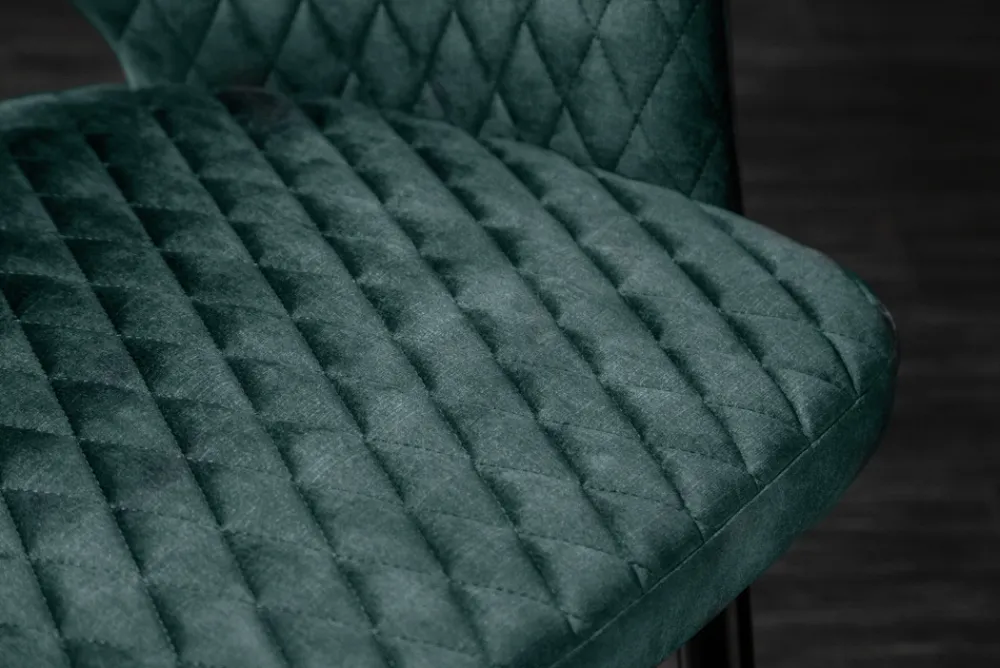 Riess-Ambiente Goldene Möbel|Retro Möbel > Eleganter Stuhl PARIS petrol Samt Ziersteppung Fußkappen gold Retro-Design mit Armlehnen