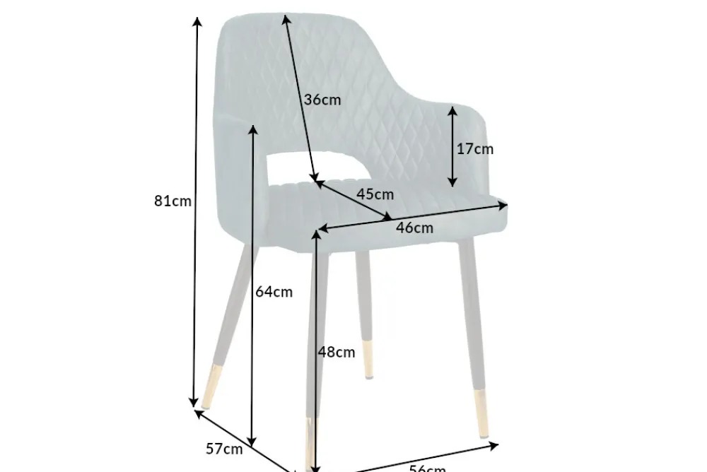 Riess-Ambiente Goldene Möbel|Retro Möbel > Eleganter Stuhl PARIS petrol Samt Ziersteppung Fußkappen gold Retro-Design mit Armlehnen
