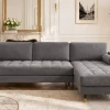 Riess-Ambiente Samt Möbel|Ecksofa > Elegantes Ecksofa COZY VELVET 260cm grau Samt Federkern 3-Sitzer