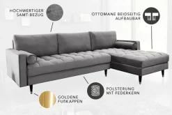Riess-Ambiente Samt Möbel|Ecksofa ><noscript><img width=