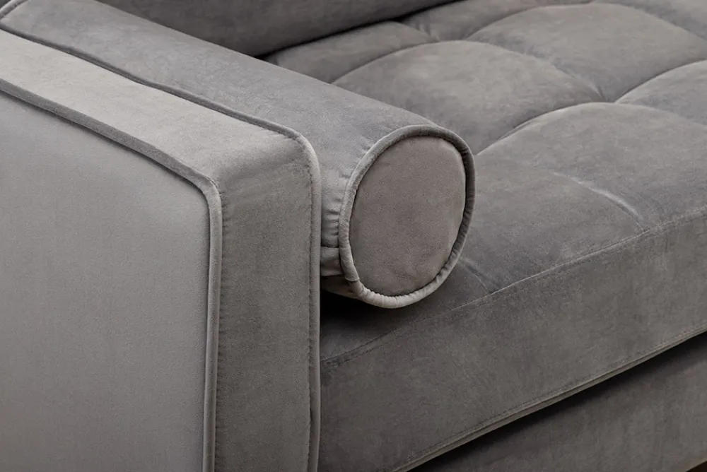 Riess-Ambiente Samt Möbel|Ecksofa > Elegantes Ecksofa COZY VELVET 260cm grau Samt Federkern 3-Sitzer