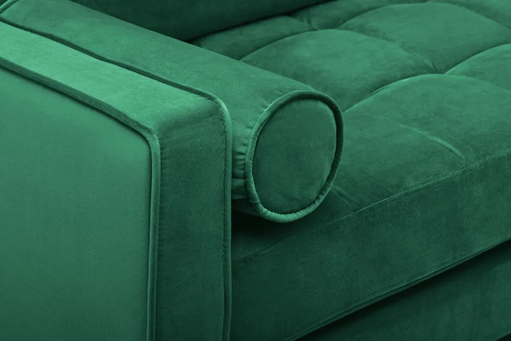 Riess-Ambiente Samt Möbel|Ecksofa > Elegantes Ecksofa COZY VELVET 260cm smaragdgrün Samt Federkern 3-Sitzer