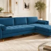 Riess-Ambiente Samt Möbel|Ecksofa > Elegantes Ecksofa COZY VELVET 260cm blau petrol Samt Federkern 3-Sitzer
