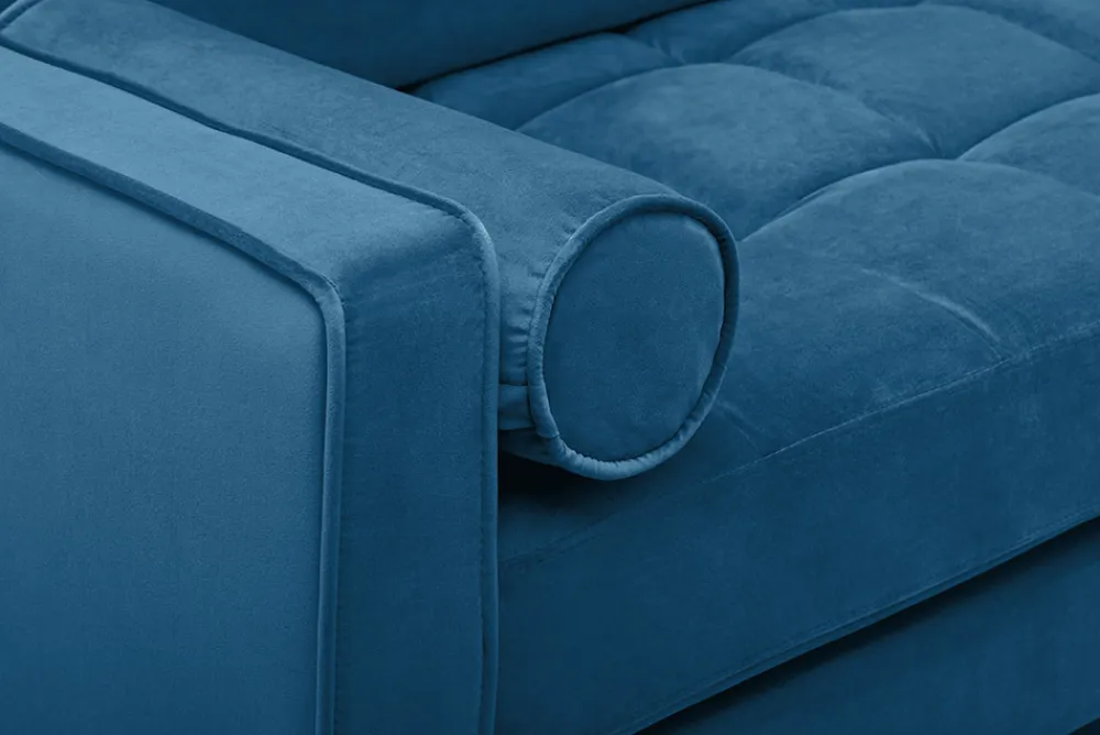 Riess-Ambiente Samt Möbel|Ecksofa > Elegantes Ecksofa COZY VELVET 260cm blau petrol Samt Federkern 3-Sitzer