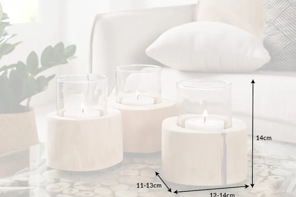 Riess-Ambiente Mehr...|Mehr... > Elegantes 3er Set Windlicht LIMOTION Teakholz Outdoor Teelicht Kerzenhalter