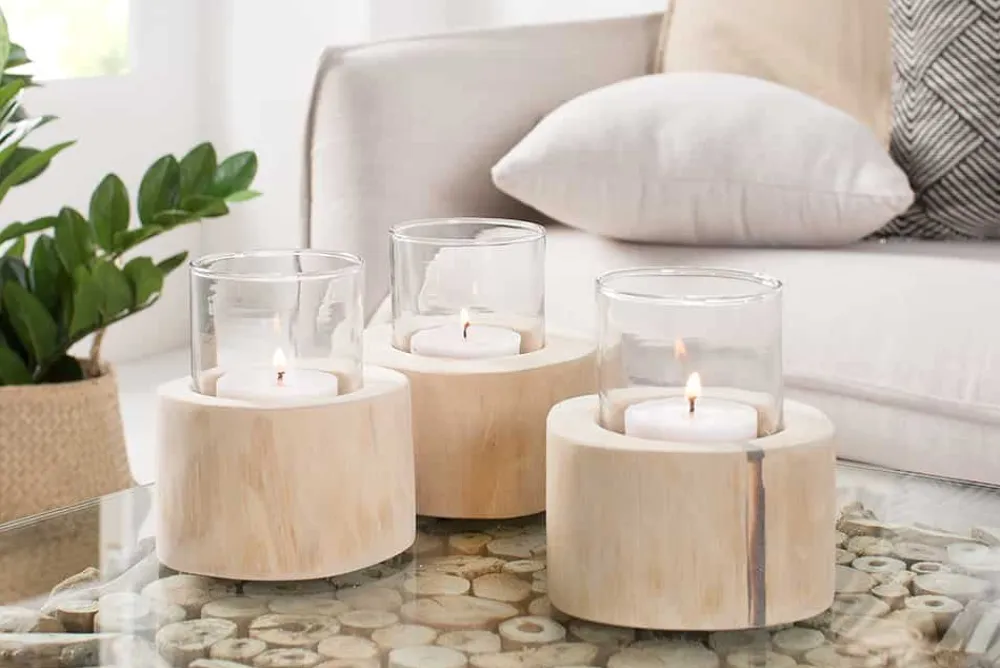 Riess-Ambiente Mehr...|Mehr... > Elegantes 3er Set Windlicht LIMOTION Teakholz Outdoor Teelicht Kerzenhalter