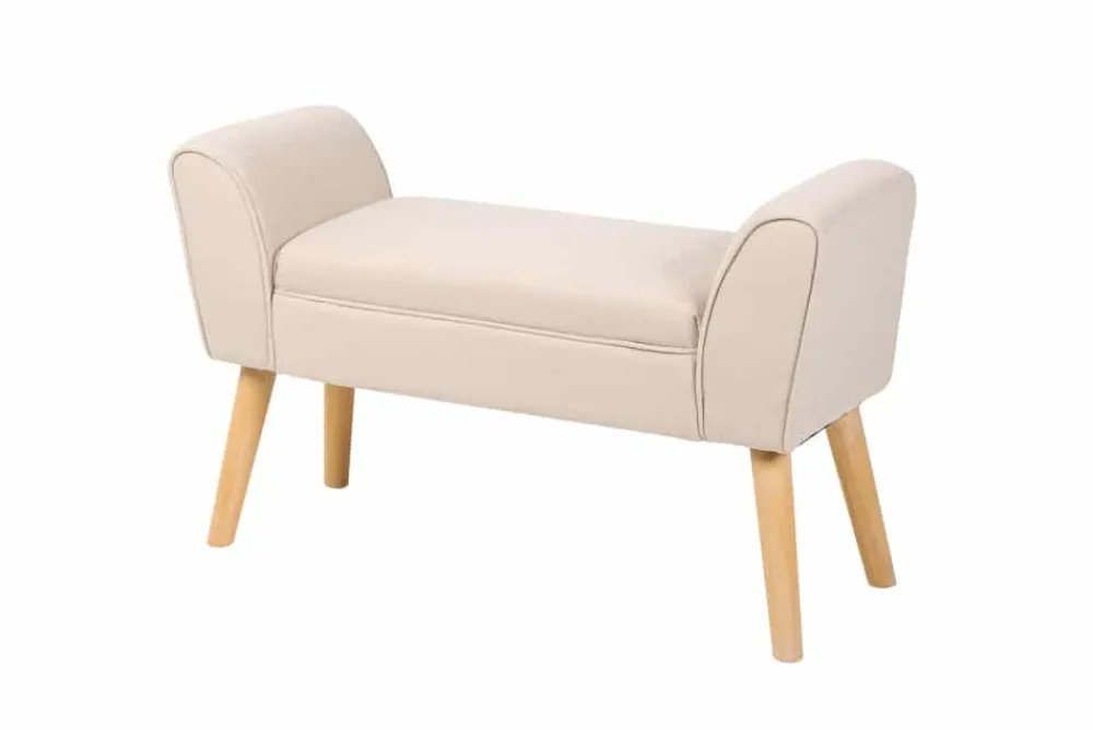 Riess-Ambiente Skandinavisch|Sitzbänke > Elegante Sitzbank SCARLETT 90cm beige mit Armlehnen